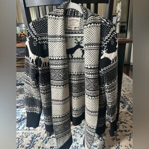 Black and White Lambswool Oversized Cardigan